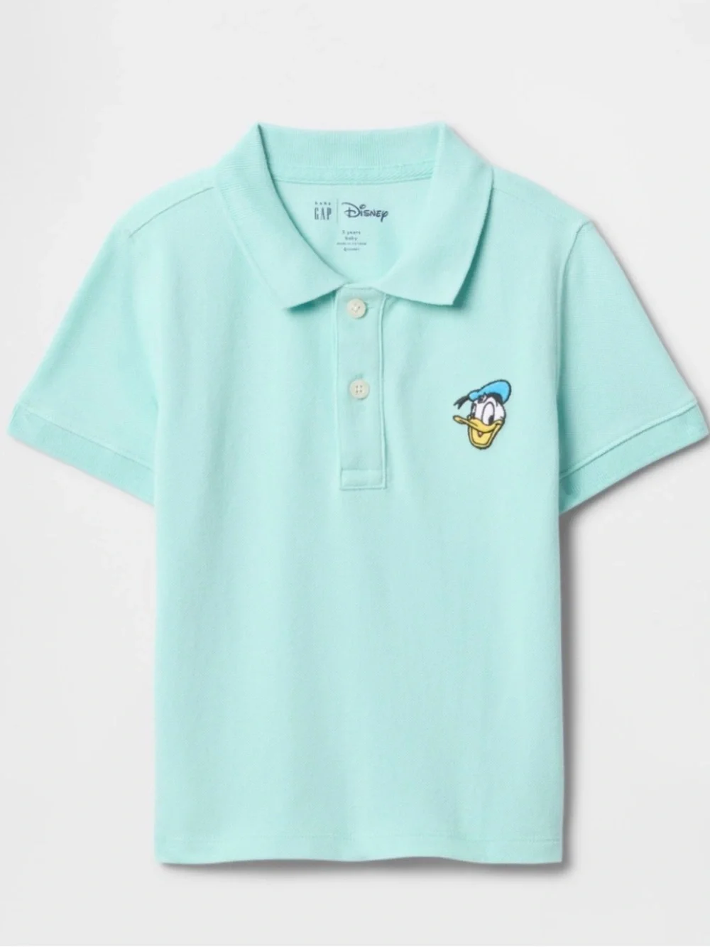 GAP Kids boys Mint Polo with Donald Duck Embroidery